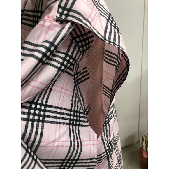 AW Golf Womens Pullover Windbreaker 1/4 Zip Collar Pink Plaid Mesh Lined Size 1X - Picture 6 of 9